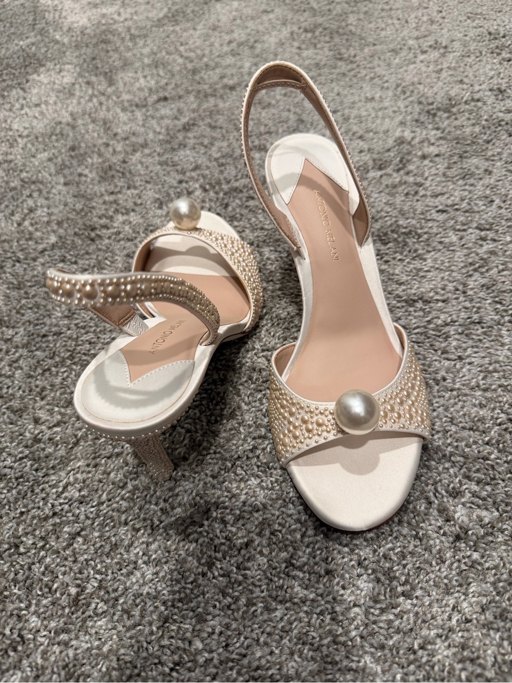 ANTONIO MELANI  Pearl-Embellished Slingback Heels Sz 8